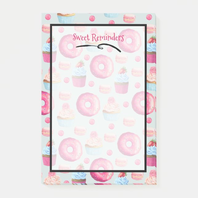 Sweet Reminders Doughnut Macaron And Cupcake Patte Post-it Notes (Front)