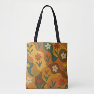 Sweet Retro Country Garden Pattern Tote Bag