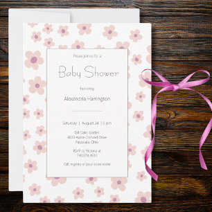 Sweet Retro Flowers Baby Shower Invitation