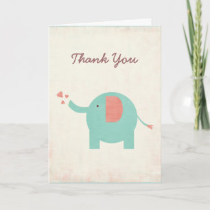Sweet Retro Unisex Elephant Thank You Card