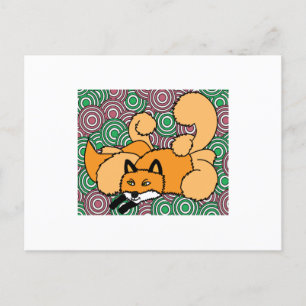 Sweet Retro Vintage Cartoon Fox Postcard