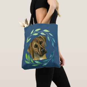 Sweet Rhodesian Ridgeback Dog with a Wreath Tote Bag