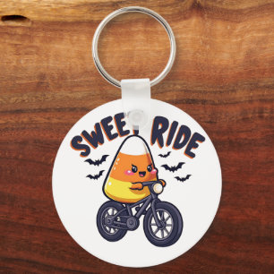 Sweet Ride Funny Candy Corn Biking Halloween  Key Ring
