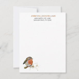 Sweet Robin Bird Nature Lover Stationery Card