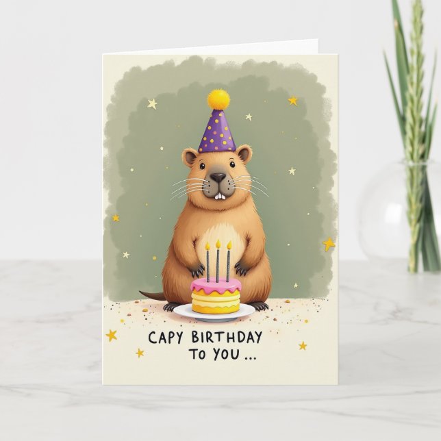 Sweet Rodent Party Hat Card (Front)