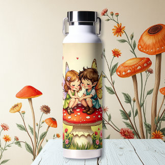 Sweet Romantic Fairies | Cottage Core Mushrooms Water Bottle