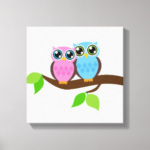 Sweet Romantic Owls Canvas Print