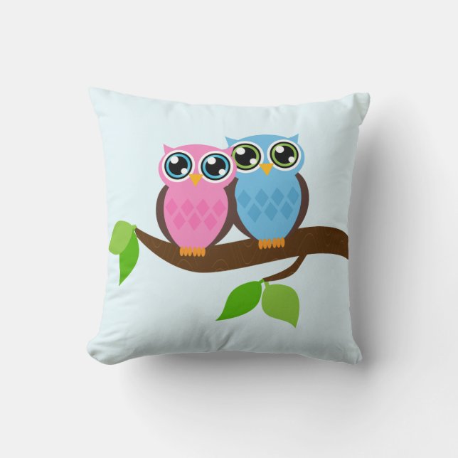 Sweet Romantic Owls Cushion (Front)