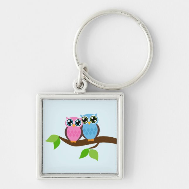Sweet Romantic Owls Key Ring (Front)