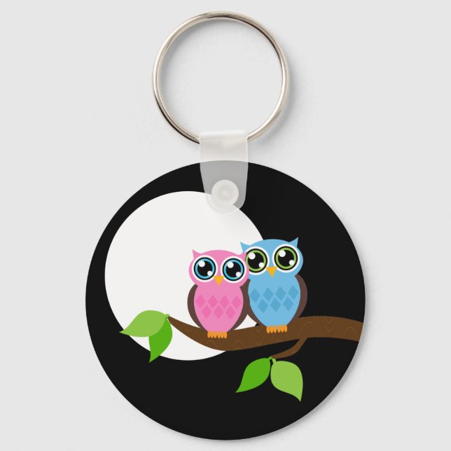 Sweet Romantic Owls Key Ring (Front)