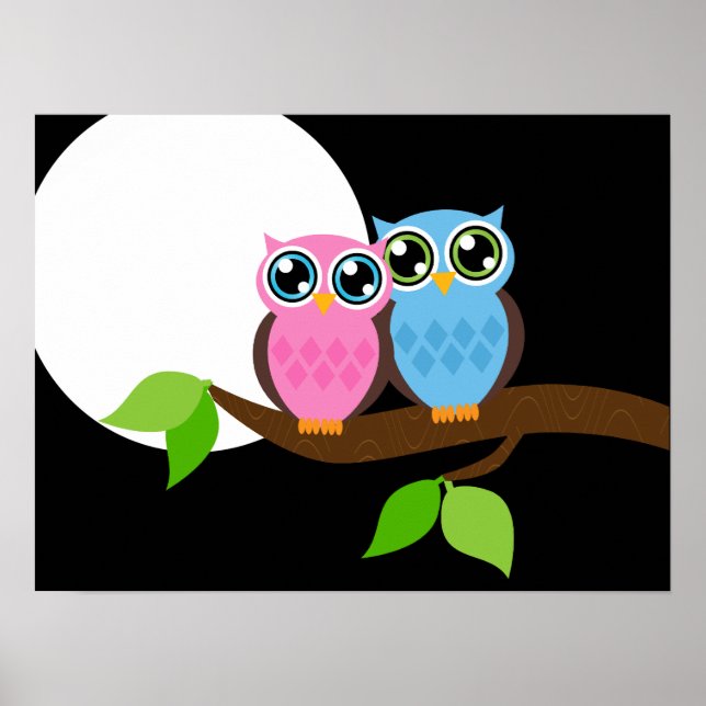 Sweet Romantic Owls Poster (Front)