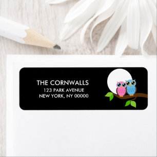 Sweet Romantic Owls Return Address Label