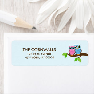 Sweet Romantic Owls Return Address Label