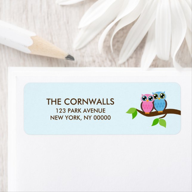 Sweet Romantic Owls Return Address Label (Insitu)