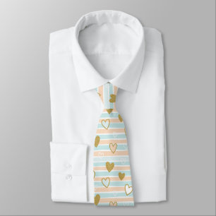 Sweet Romantic Pastel Heart Stripe Tie