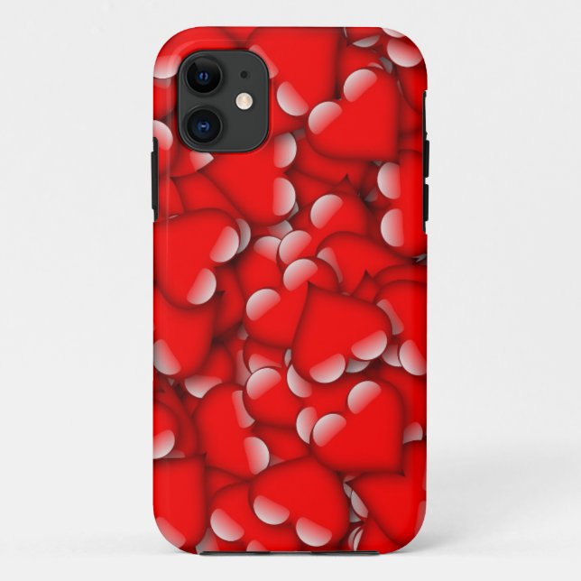 Sweet Romantic Valentine Love Hearts Red Case-Mate iPhone Case (Back)
