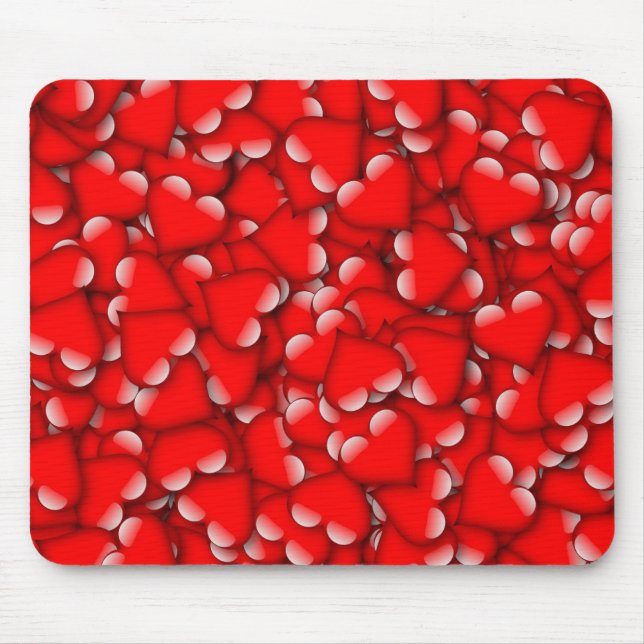 Sweet Romantic Valentine Love Hearts Red Mouse Pad (Front)