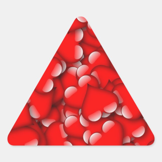 Sweet Romantic Valentine Love Hearts Red Triangle Sticker (Front)