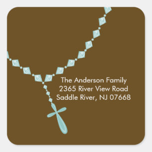 Sweet Rosary Beads Address Sticker Baptism