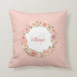 Sweet Rose Floral With Monogrammed Name Cushion