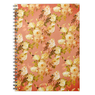 Sweet Roses on Orange Background Notebook