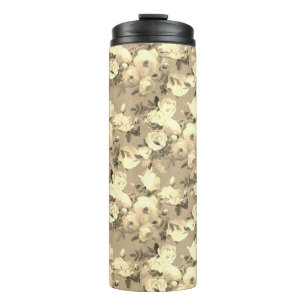 Sweet Roses on Sepia Thermal Tumbler