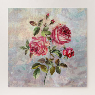 Sweet Roses on Textured Background  Jigsaw Puzzle