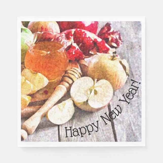 Sweet Rosh Hashanah with Rustic Apples and Honey Napkin (Front)