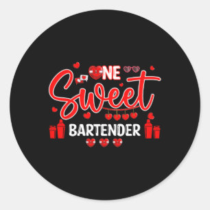 Sweet Rtender Valentine's Day Hearts Proud Job Tea Classic Round Sticker