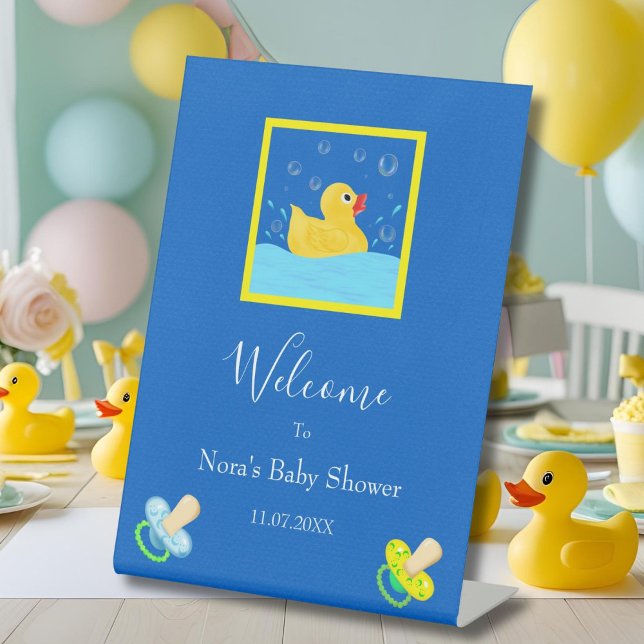 Sweet Rubber Ducky Welcome Baby Shower Welcome Pedestal Sign (Creator Uploaded)