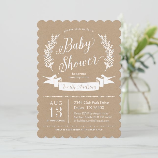 Sweet Rustic Baby Shower Invitation (Standing Front)