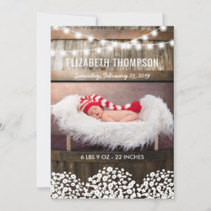 Sweet Rustic Country Baby Birth Announcement