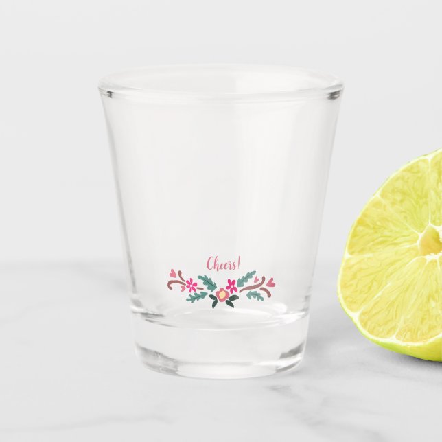 Sweet Rustic Floral Motif Personalizable Shot Glass (Front)