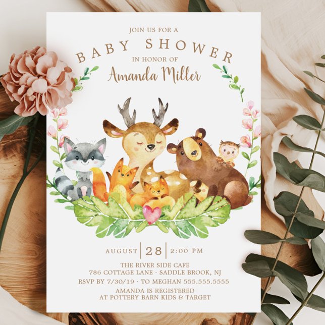 Sweet Rustic Forest Animals Baby Shower Invitation (Creator Uploaded)