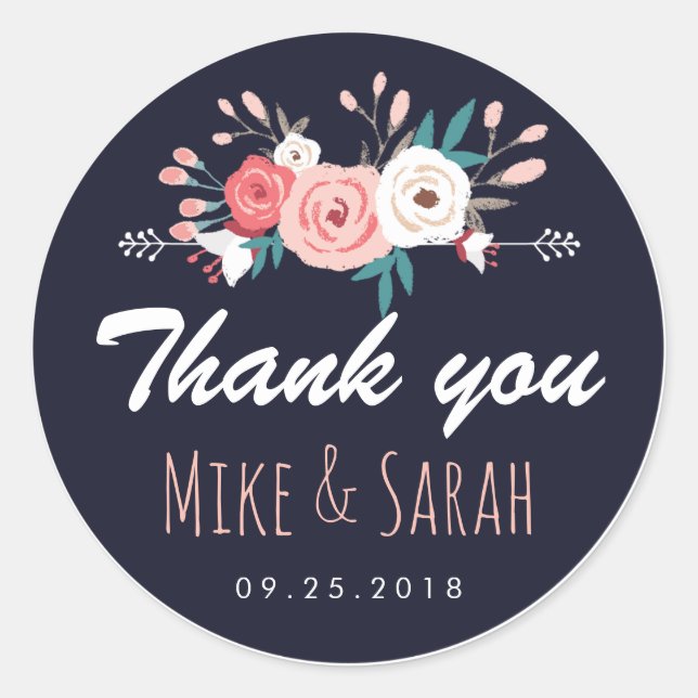 Sweet Rustic Spring Floral Wedding Favour Sticker (Front)