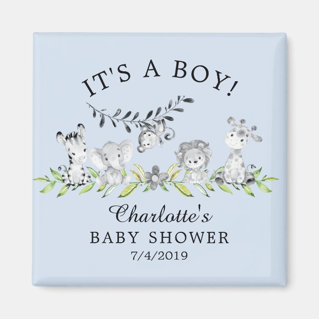 Sweet Safari Animals Baby Shower Favour  Magnet (Front)