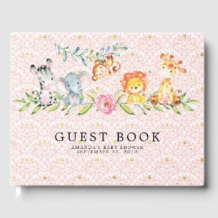 Sweet Safari Animals Baby Shower Guest Book