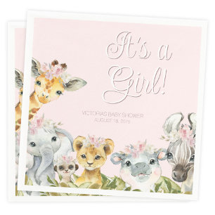 Sweet Safari Animals Baby Shower Napkin
