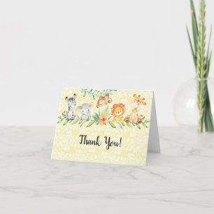 Sweet Safari Animals Baby Shower Thank You Note