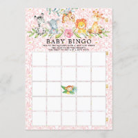 Sweet Safari Animals BINGO Baby Shower Game