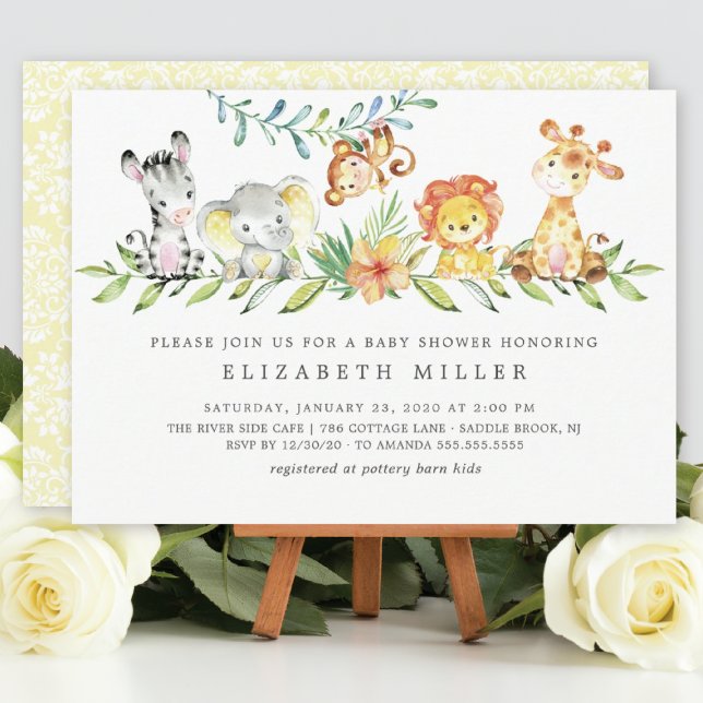 Sweet Safari Animals Neutral Baby Shower Invitation (Creator Uploaded)