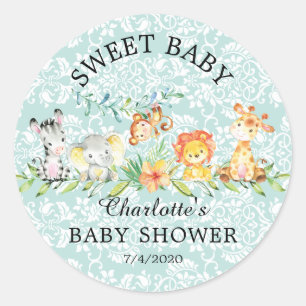 Sweet Safari Animals Sweet Baby Favour Sticker
