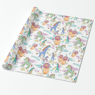 sweet safari baby jungle animal gift wrap