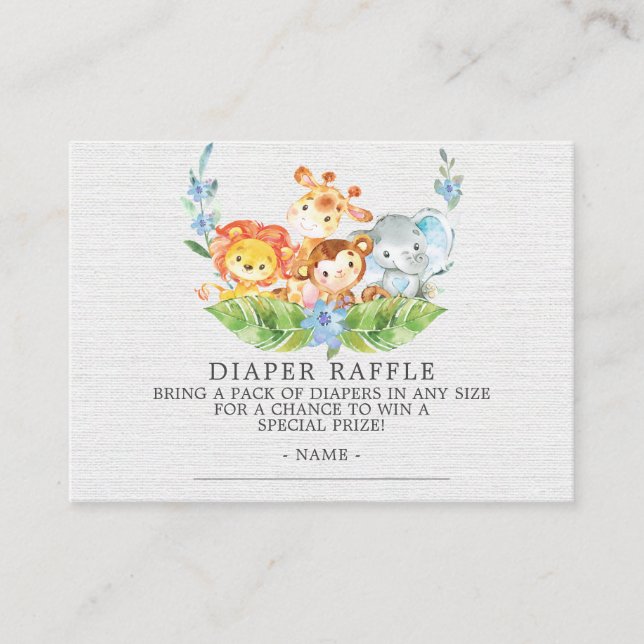 Sweet Safari Baby Shower Diaper Raffle Ticket Enclosure Card (Front)