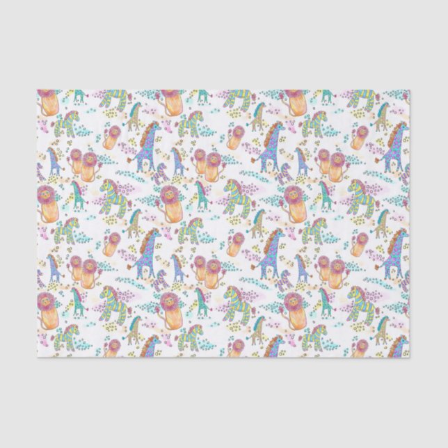 sweet safari cute baby jungle animal tissue paper (Front)