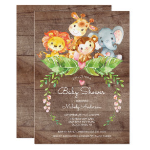 Sweet Safari Jungle Baby Shower Invitation