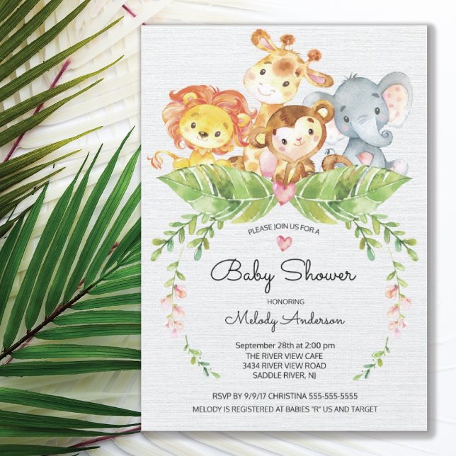 Sweet Safari Jungle Baby Shower Invitation (Creator Uploaded)