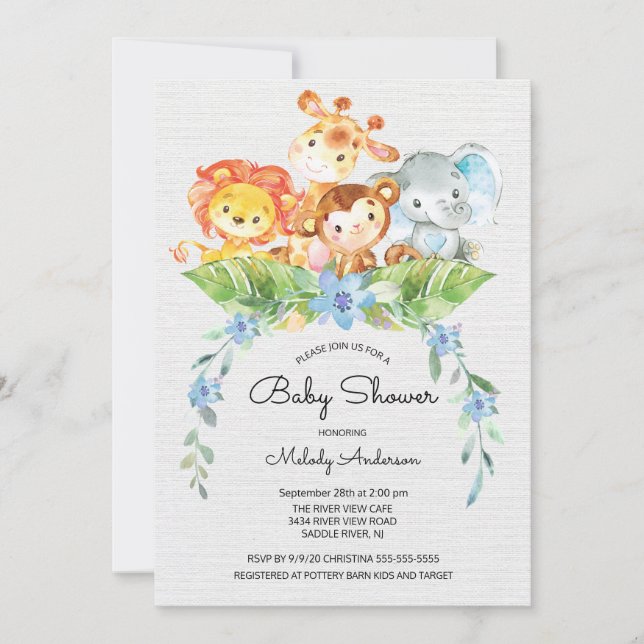 Sweet Safari Jungle Boys Baby Shower Invitation (Front)