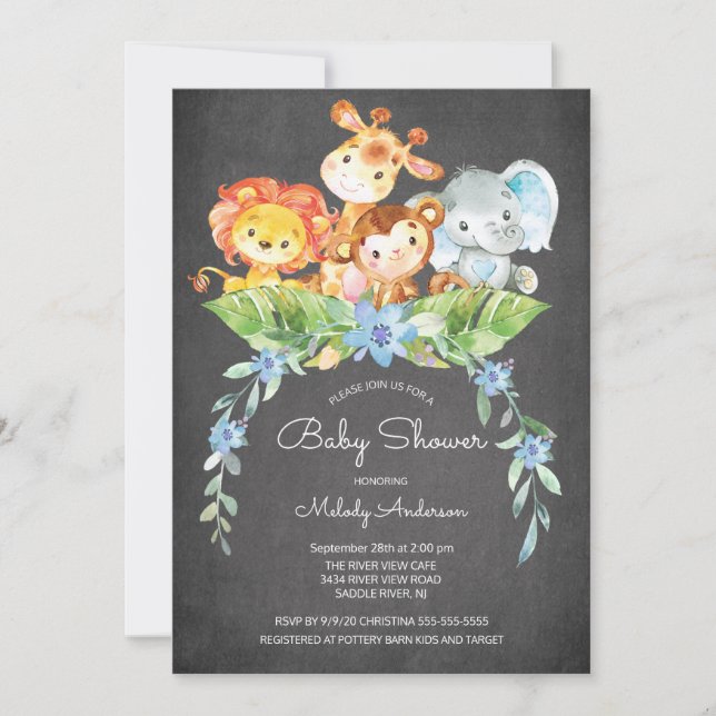Sweet Safari Jungle Boys Baby Shower Invitation (Front)