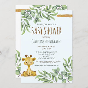 Sweet Safari Jungle Giraffe Baby Shower Invitation